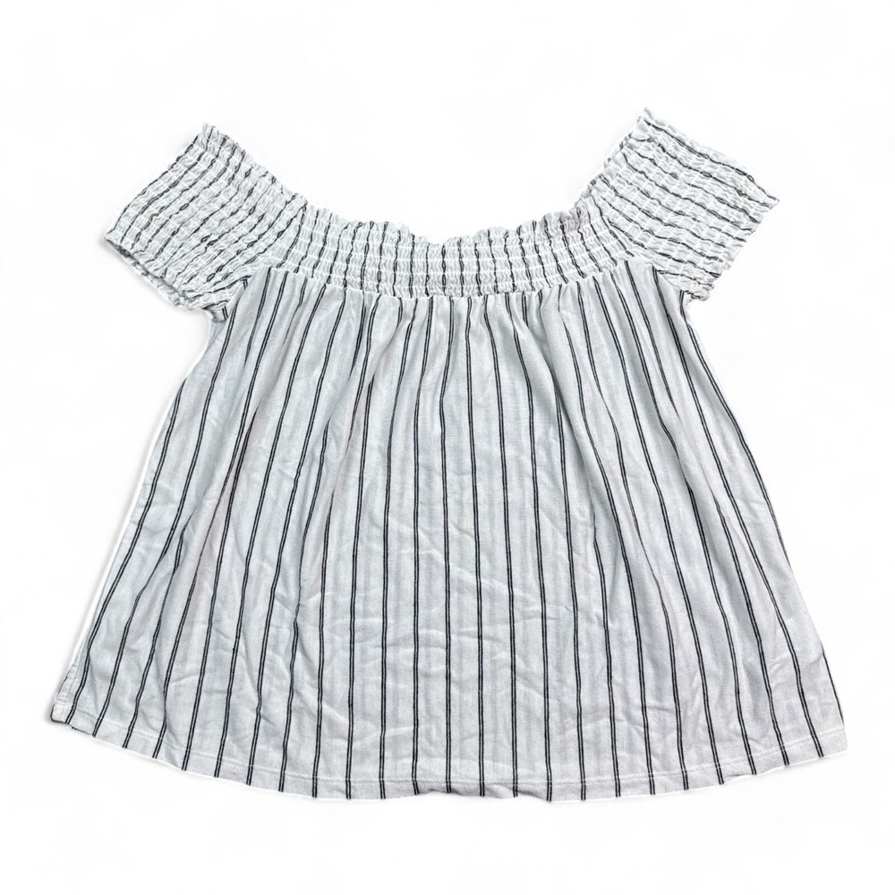 American Eagle Linen Blend Off the Shoulder Blouse Top Womens Size Small White